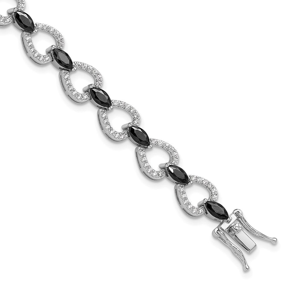 Sterling Silver Cheryl M Rhodium-Plated Black & White CZ Bracelet