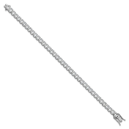 Sterling Silver Cheryl M Rhodium Plated Polished Fancy Oval CZ Bracelet