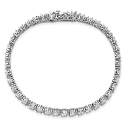 Sterling Silver Cheryl M Rhodium Plated Polished Fancy Oval CZ Bracelet