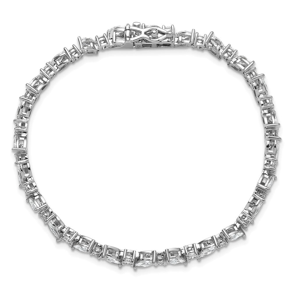 Sterling Silver Cheryl M Rhodium-Plated Polished Fancy Marquise CZ Bracelet