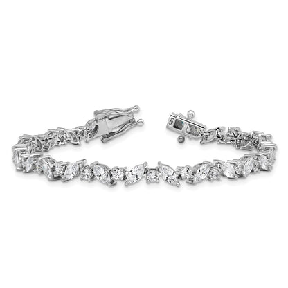 Sterling Silver Cheryl M Rhodium-Plated Polished Fancy Marquise CZ Bracelet