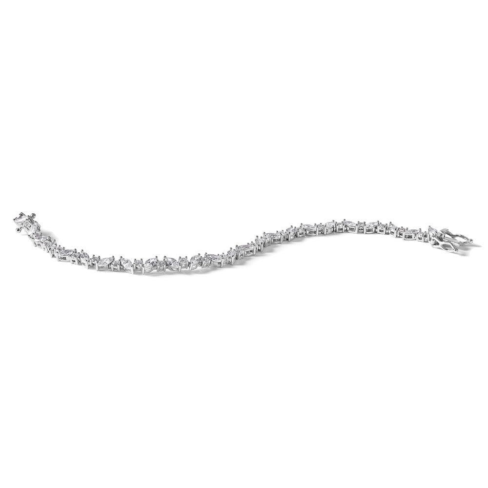 Sterling Silver Cheryl M Rhodium-Plated Polished Fancy Marquise CZ Bracelet
