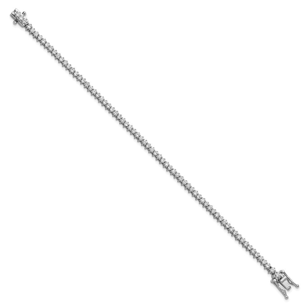 Sterling Silver Cheryl M Rhodium-Plated Polished CZ Tennis Bracelet