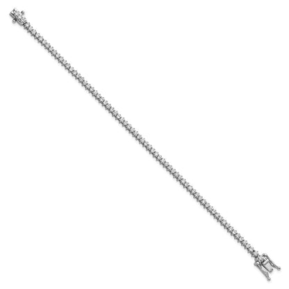 Sterling Silver Cheryl M Rhodium-Plated Polished CZ Tennis Bracelet