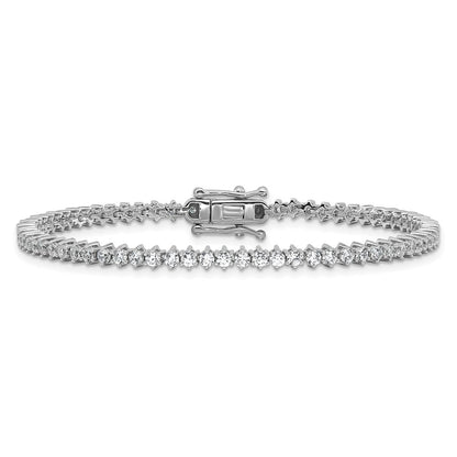 Sterling Silver Cheryl M Rhodium-Plated Polished CZ Tennis Bracelet