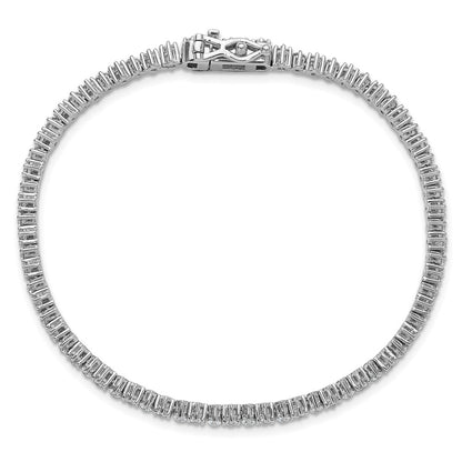 Sterling Silver Cheryl M Rhodium-Plated Polished CZ Tennis Bracelet