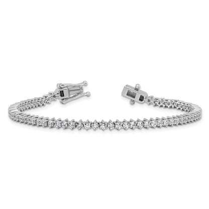 Sterling Silver Cheryl M Rhodium-Plated Polished CZ Tennis Bracelet