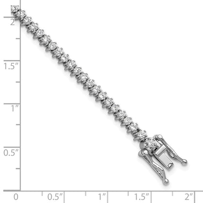 Sterling Silver Cheryl M Rhodium-Plated Polished CZ Tennis Bracelet