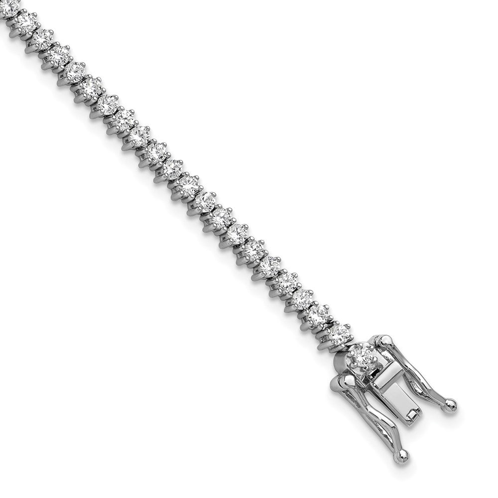 Sterling Silver Cheryl M Rhodium-Plated Polished CZ Tennis Bracelet