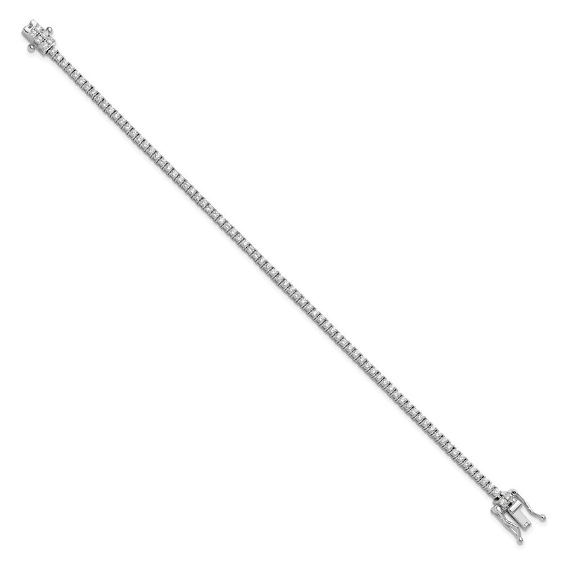 Sterling Silver Cheryl M Rhodium-Plated Polished CZ Tennis Bracelet