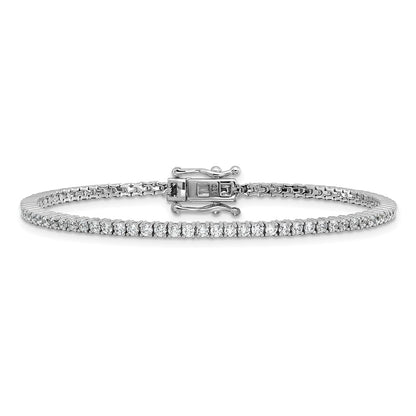 Sterling Silver Cheryl M Rhodium-Plated Polished CZ Tennis Bracelet