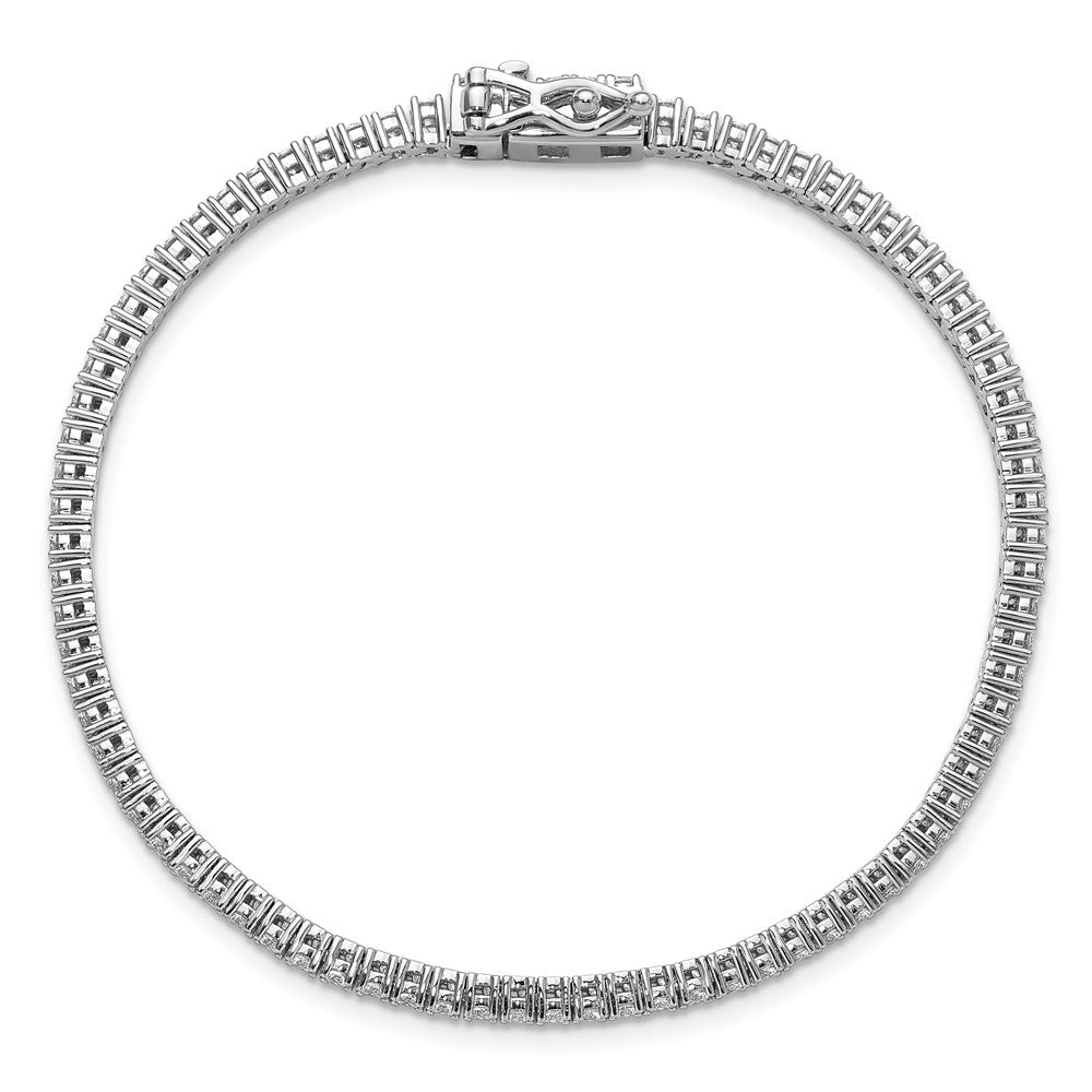 Sterling Silver Cheryl M Rhodium-Plated Polished CZ Tennis Bracelet