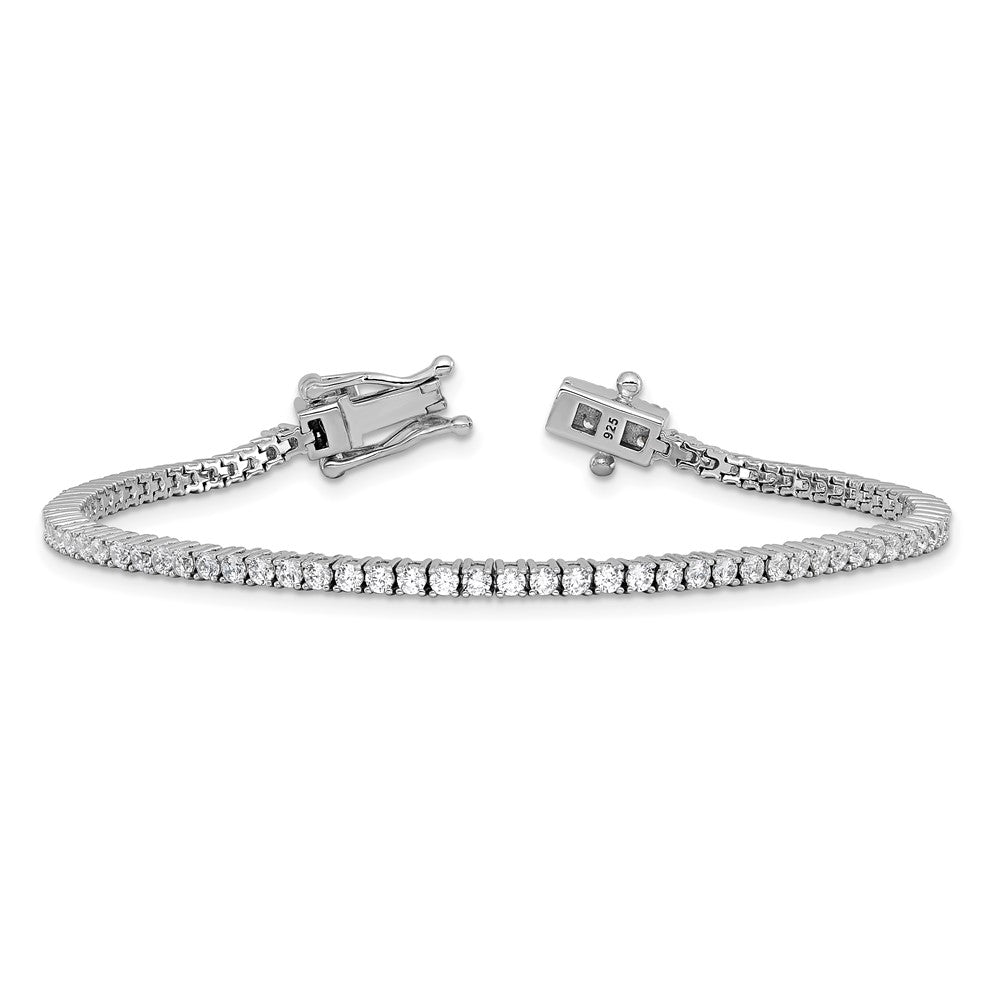 Sterling Silver Cheryl M Rhodium-Plated Polished CZ Tennis Bracelet