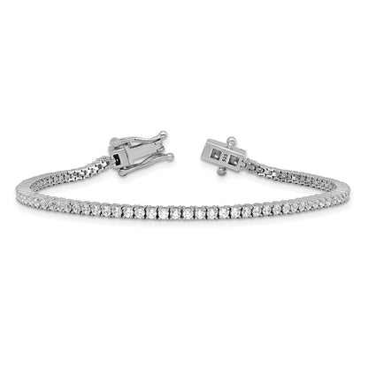 Sterling Silver Cheryl M Rhodium-Plated Polished CZ Tennis Bracelet