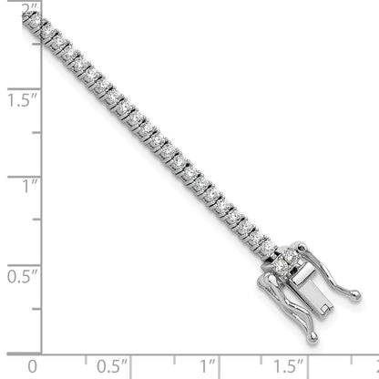 Sterling Silver Cheryl M Rhodium-Plated Polished CZ Tennis Bracelet