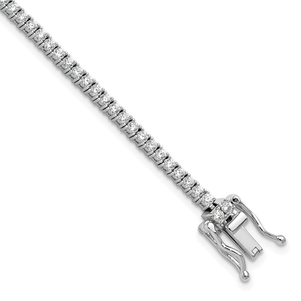 Sterling Silver Cheryl M Rhodium-Plated Polished CZ Tennis Bracelet