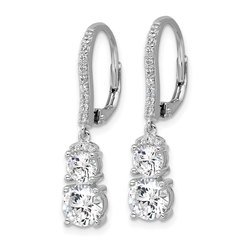 Sterling Silver Cheryl M Rhodium-Plated Polished Fancy CZ Leverback Earrings