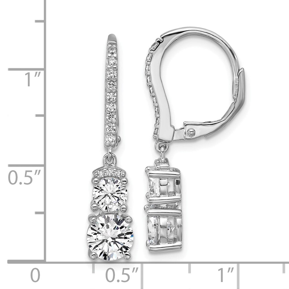 Sterling Silver Cheryl M Rhodium-Plated Polished Fancy CZ Leverback Earrings