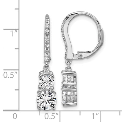 Sterling Silver Cheryl M Rhodium-Plated Polished Fancy CZ Leverback Earrings
