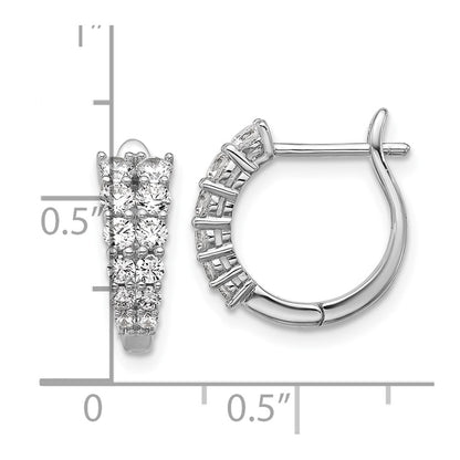 Sterling Silver Cheryl M Rhodium Plated Graduated CZ Hinged Round Hoop Earrings