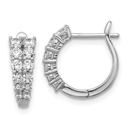 Sterling Silver Cheryl M Rhodium Plated Graduated CZ Hinged Round Hoop Earrings