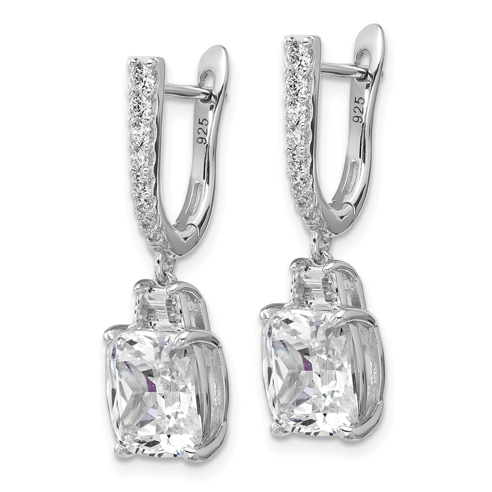 Sterling Silver Cheryl M Rhodium-Plated Fancy CZ Hinged Dangle Earrings