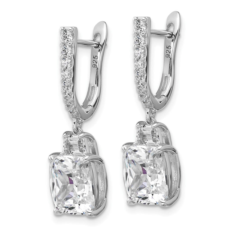 Sterling Silver Cheryl M Rhodium-Plated Fancy CZ Hinged Dangle Earrings