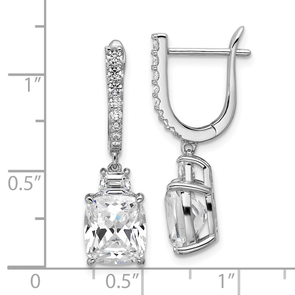 Sterling Silver Cheryl M Rhodium-Plated Fancy CZ Hinged Dangle Earrings