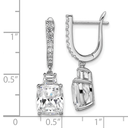 Sterling Silver Cheryl M Rhodium-Plated Fancy CZ Hinged Dangle Earrings