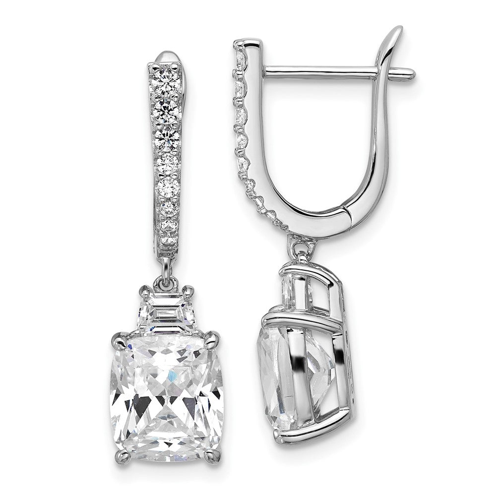 Sterling Silver Cheryl M Rhodium-Plated Fancy CZ Hinged Dangle Earrings