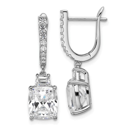 Sterling Silver Cheryl M Rhodium-Plated Fancy CZ Hinged Dangle Earrings