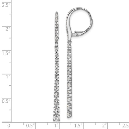 Sterling Silver Cheryl M Rhodium Plated Graduated CZ Dangle Leverback Earrings