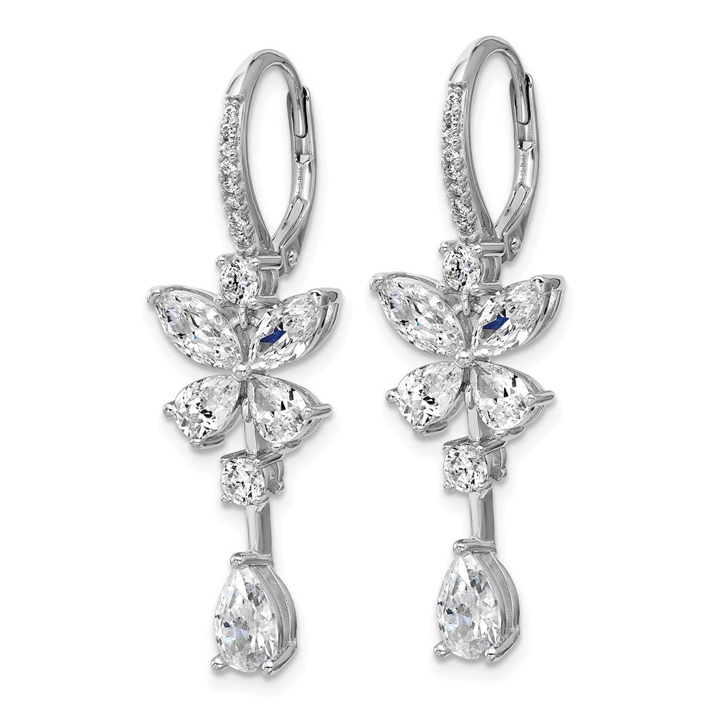 Sterling Silver Cheryl M Rhodium Plated Fancy CZ Butterfly Dangle Leverback Earrings