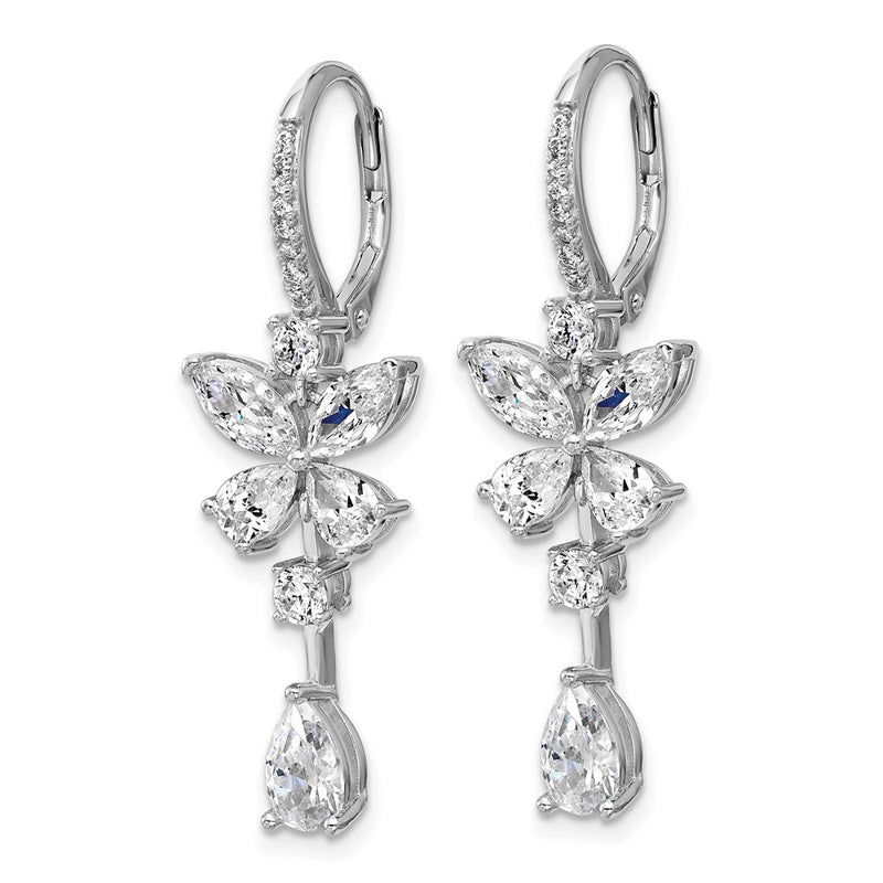 Sterling Silver Cheryl M Rhodium Plated Fancy CZ Butterfly Dangle Leverback Earrings