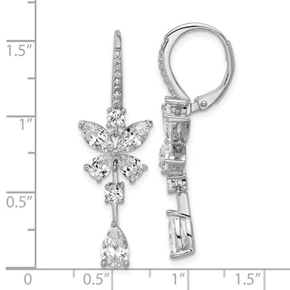 Sterling Silver Cheryl M Rhodium Plated Fancy CZ Butterfly Dangle Leverback Earrings