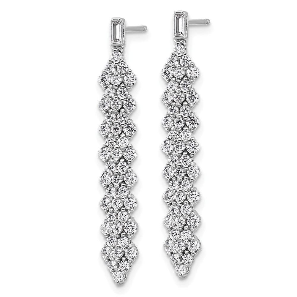 Sterling Silver Cheryl M Rhodium Plated Fancy CZ Post Dangle Earrings