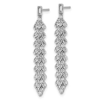 Sterling Silver Cheryl M Rhodium Plated Fancy CZ Post Dangle Earrings