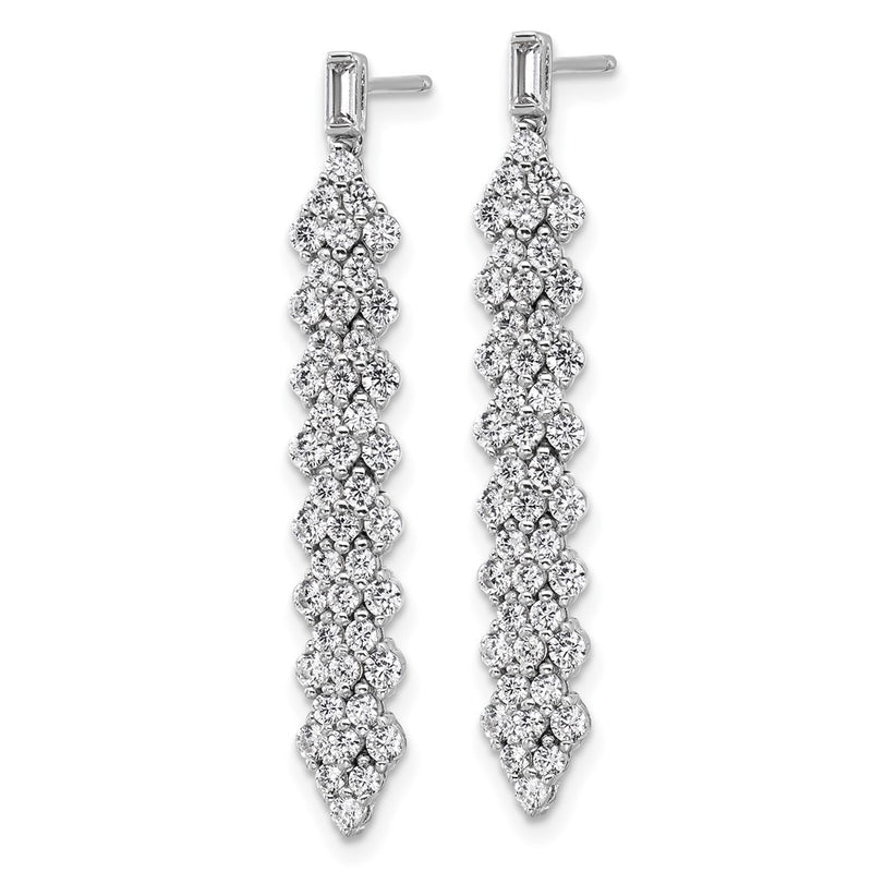 Sterling Silver Cheryl M Rhodium Plated Fancy CZ Post Dangle Earrings