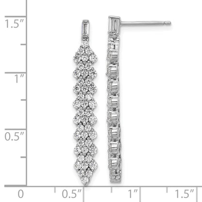 Sterling Silver Cheryl M Rhodium Plated Fancy CZ Post Dangle Earrings