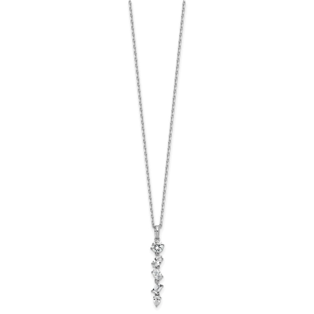 Sterling Silver Cheryl M Rhodium-Plated Polished Fancy CZ W/ 2in Ext Necklace