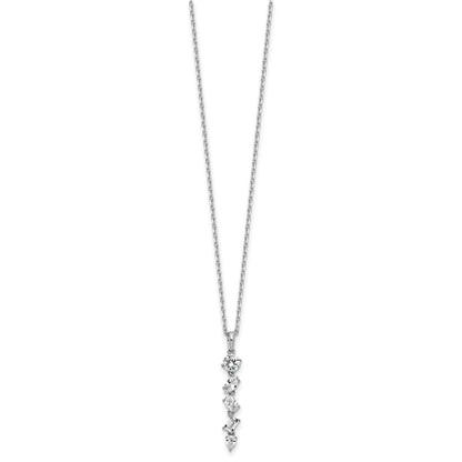 Sterling Silver Cheryl M Rhodium-Plated Polished Fancy CZ W/ 2in Ext Necklace
