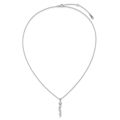 Sterling Silver Cheryl M Rhodium-Plated Polished Fancy CZ W/ 2in Ext Necklace