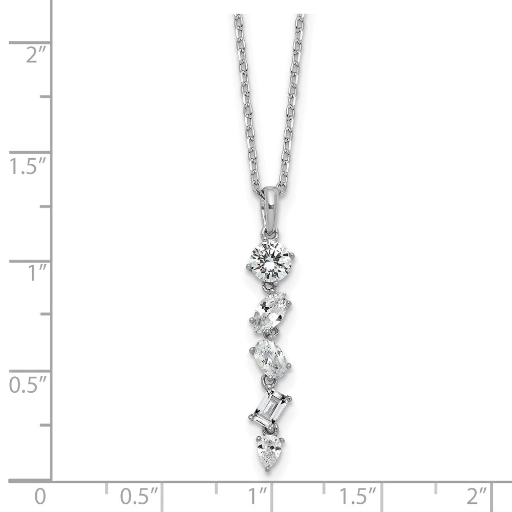 Sterling Silver Cheryl M Rhodium-Plated Polished Fancy CZ W/ 2in Ext Necklace