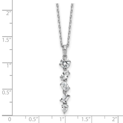 Sterling Silver Cheryl M Rhodium-Plated Polished Fancy CZ W/ 2in Ext Necklace