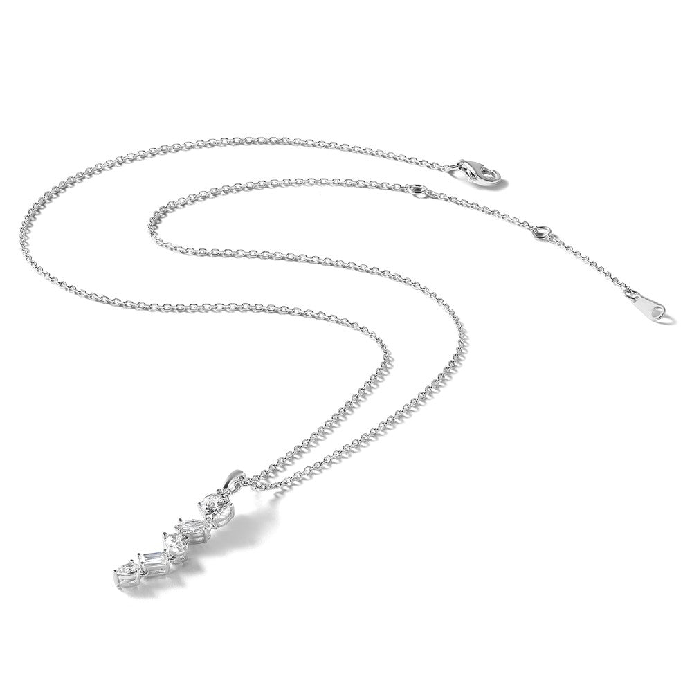 Sterling Silver Cheryl M Rhodium-Plated Polished Fancy CZ W/ 2in Ext Necklace