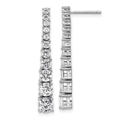 Sterling Silver Cheryl M Rhodium Plated Polished Graduated CZ Post Dangle Earrings