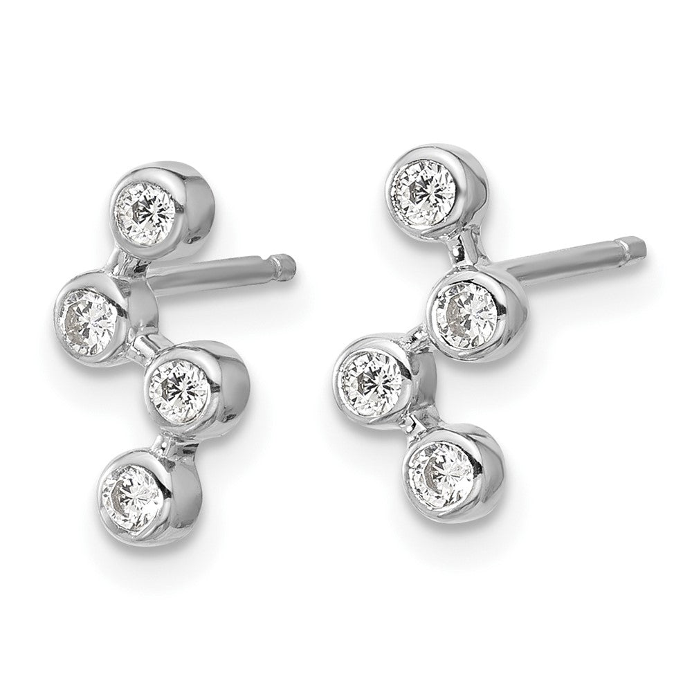 Sterling Silver Cheryl M Rhodium Plated Polished Multi Bezel Set CZ Post Earrings