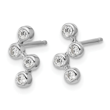 Sterling Silver Cheryl M Rhodium Plated Polished Multi Bezel Set CZ Post Earrings