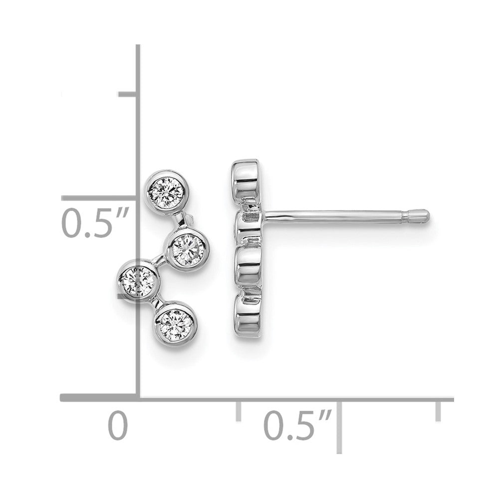 Sterling Silver Cheryl M Rhodium Plated Polished Multi Bezel Set CZ Post Earrings