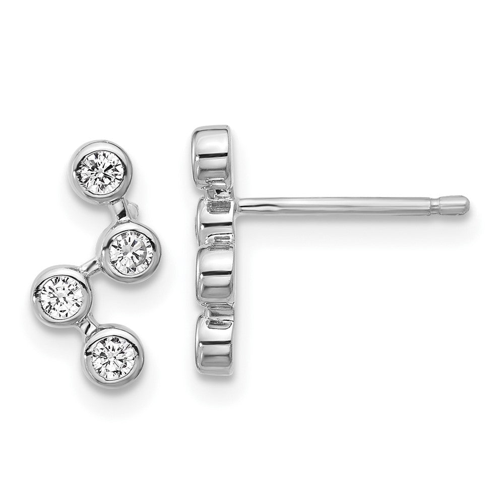 Sterling Silver Cheryl M Rhodium Plated Polished Multi Bezel Set CZ Post Earrings